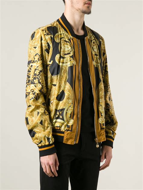 versace bomber black and gold|Men's Luxury and Designer Jackets & Coats .